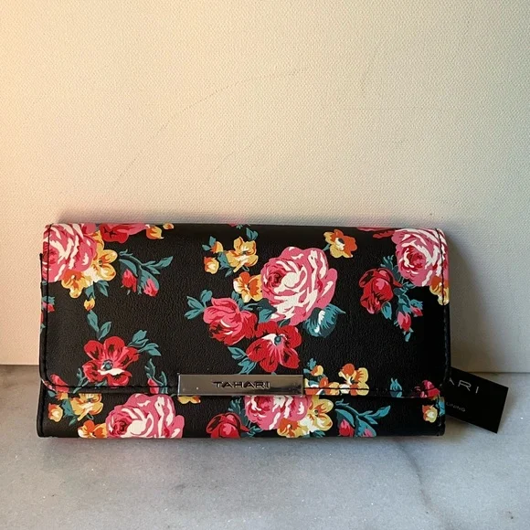 Tahari Bags Tahari Large Floral Wallet Clutch Trifold Id